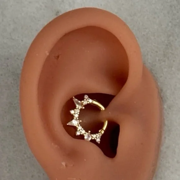 Gold Crystal Spike Helix Daith Tragus Septum Hoop Ring Earring 

Brand New - Picture 2 of 5